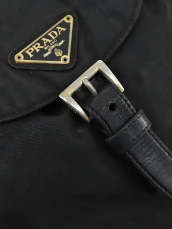 PRADA Backpack Nylon Black Gold Auth ka1273 main image 8